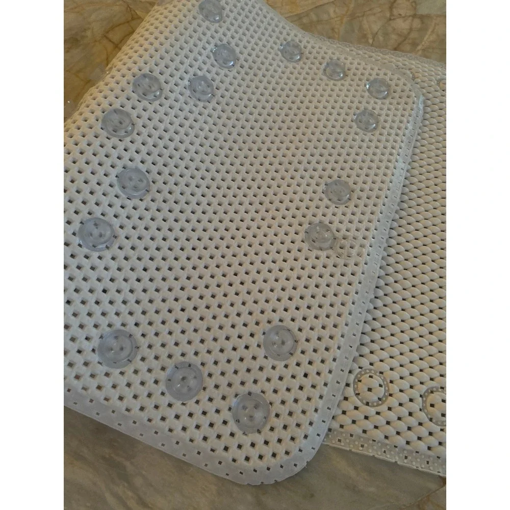 White Non Slip Rubber Bathtub Mat with Suction Cups 27.5x15.5 Rectangle